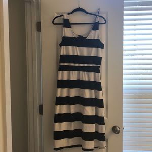 Midi black and white stripe dress